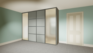 Grey four door sliding wardrobe