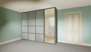 Grey four door sliding wardrobe