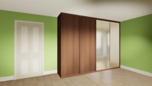 Four door wood sliding wardrobe