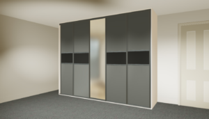 Five door grey sliding wardrobe