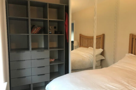 White wardrobe with black shelving