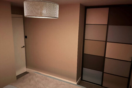 coloured wardrobe in dark room