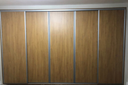 5 door sliding wardrobe, wood finish