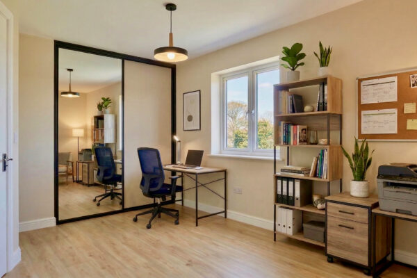 sliding wardrobe in a home office
