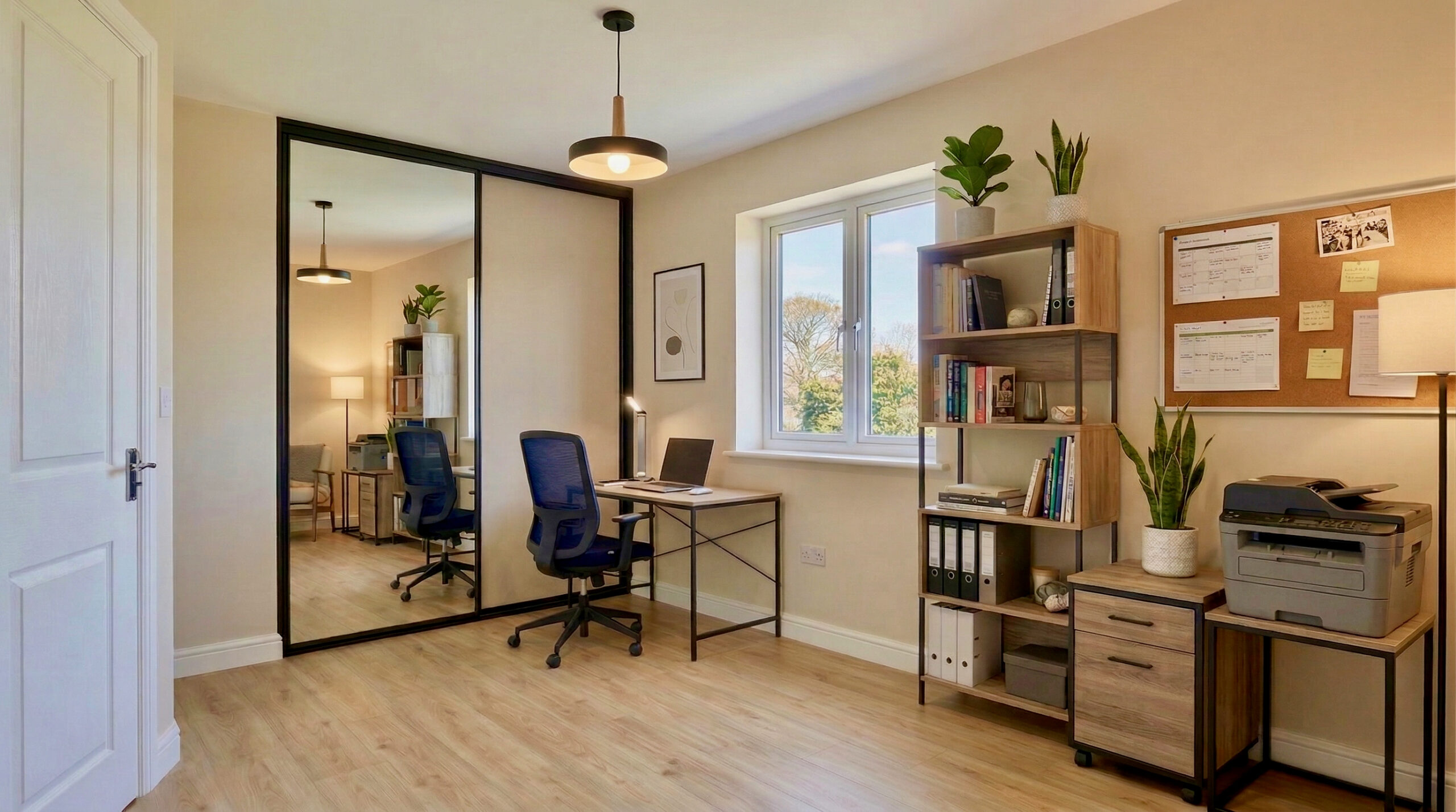 sliding wardrobe in a home office